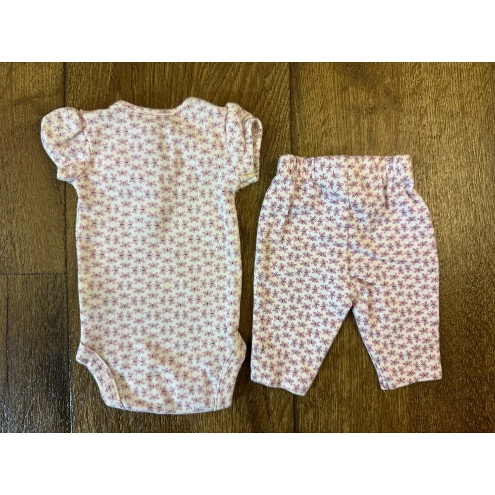 Child of Mine Baby Girl Preemie‎ Purple Butterfly Outfit Bodysuit Pants Clothes